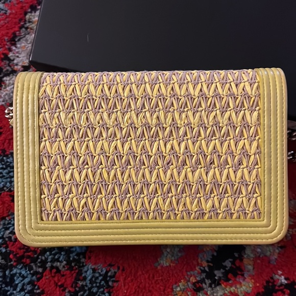 SOLD โ ๐ Unique Chanel Yellow Woven Boy Bag Wallet on Chain Bag ๐ - Picture 5 of 11